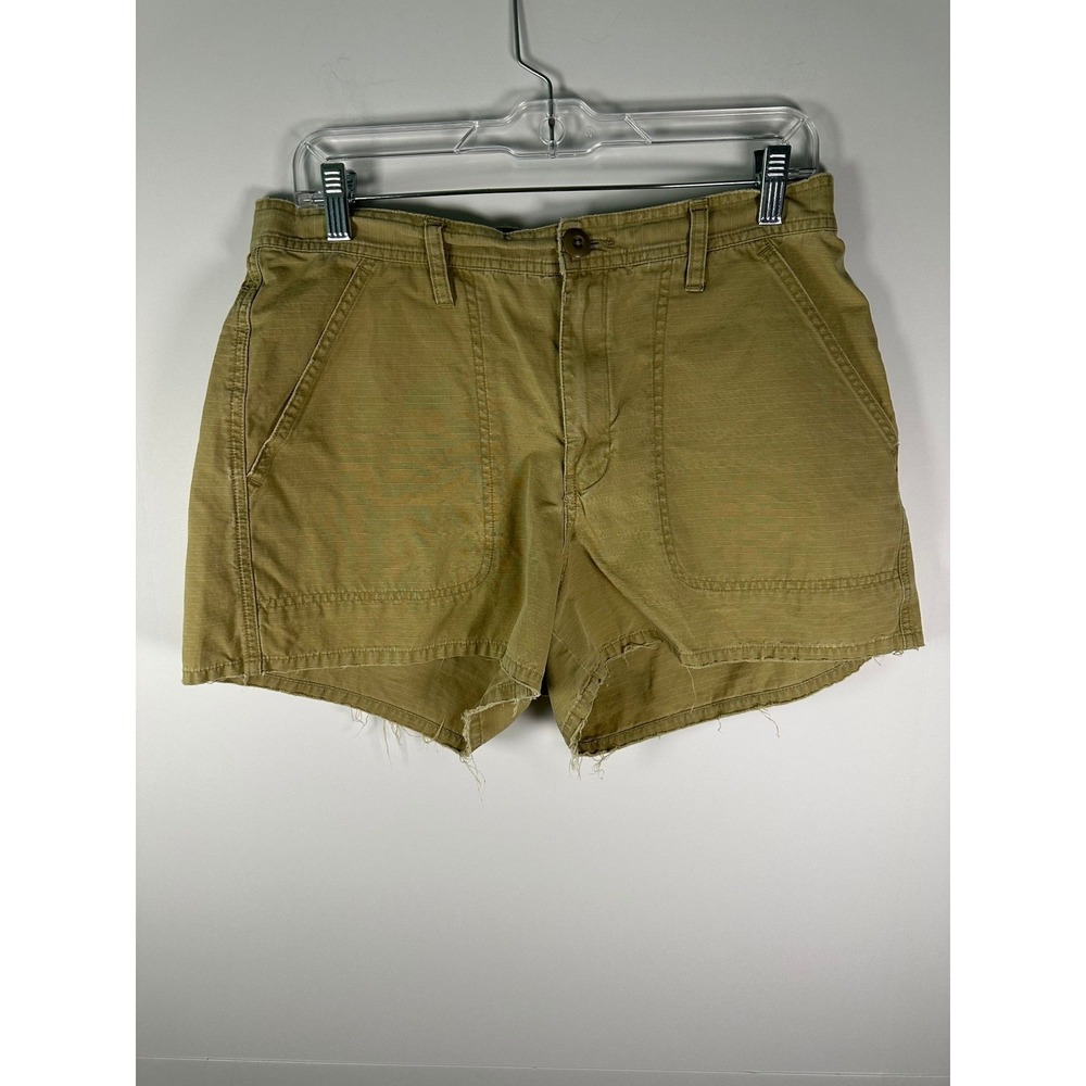 Abercrombie & Fitch Shorts Womens 10 Khaki Cotton Raw Hem Patch Pocket Frayed